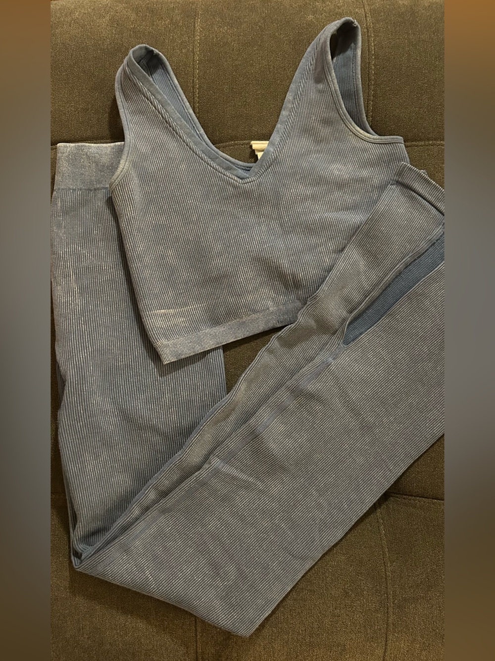 Fabletics blue ribbed set